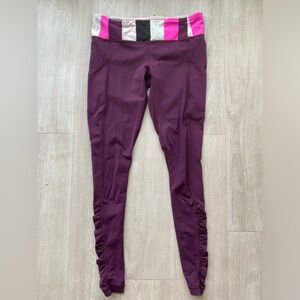Lululemon Speed Tight Leggings Women 6-8 Berry Ruched Ankle Yoga Activewear Pant